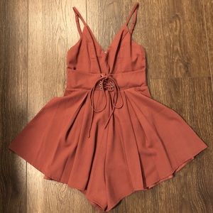 White Fox Boutique Lace Up Romper